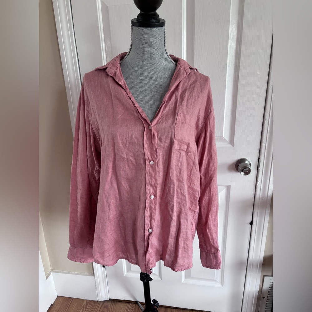 TUCKERNUCK GRAYSON Pink Button-Up Linen Shirt